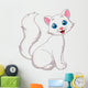 Cute white cat sitting Wall Decal