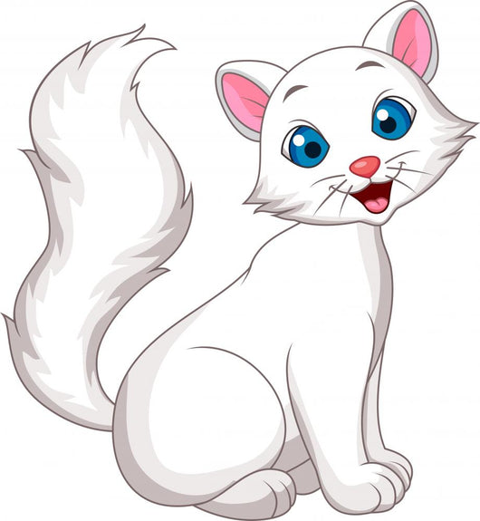 Cute white cat sitting Wall Decal