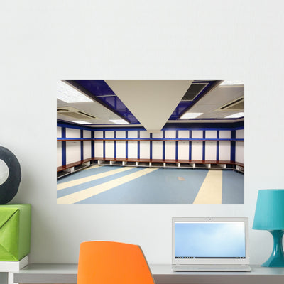 Cloakroom Stadium Wall Mural shown on a wall