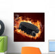 Flaming Hockey Puck Wall Mural