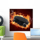 Flaming Hockey Puck Wall Mural