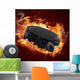 Flaming Hockey Puck Wall Mural