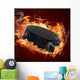 Flaming Hockey Puck Wall Mural