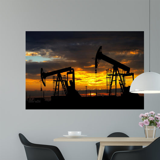 Oil pump. Oil industry equipment Wall Mural
