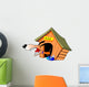 BARKING DOG IN FRONT OF DOG HOUSE Wall Decal