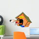 BARKING DOG IN FRONT OF DOG HOUSE Wall Decal