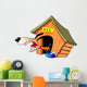 BARKING DOG IN FRONT OF DOG HOUSE Wall Decal