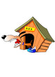BARKING DOG IN FRONT OF DOG HOUSE Wall Decal