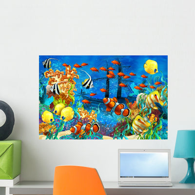 Coral Reef Illustration for shown on a wall