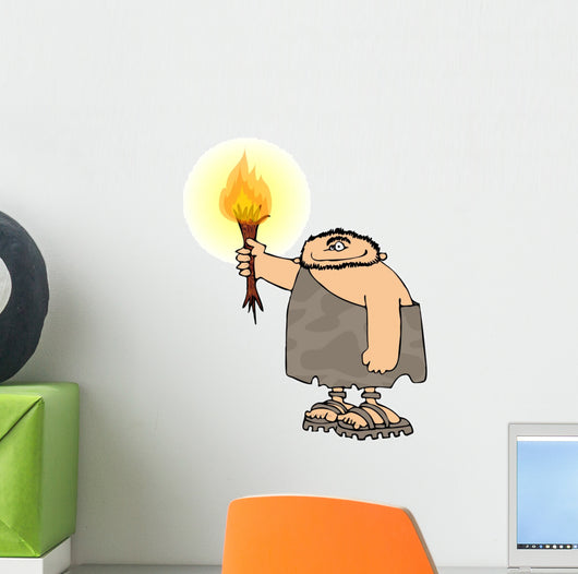 Caveman With A Torch Wall Mural