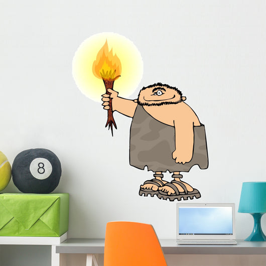 Caveman With A Torch Wall Mural