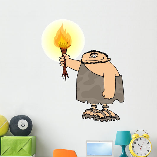 Caveman With A Torch Wall Mural