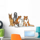 Cute Purebred Dogs Group Cartoon Illustration Wall Decal