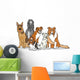 Cute Purebred Dogs Group Cartoon Illustration Wall Decal