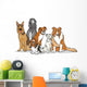 Cute Purebred Dogs Group Cartoon Illustration Wall Decal