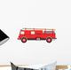 Retro fire truck on a white background. Wall Decal