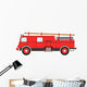 Retro fire truck on a white background. Wall Decal