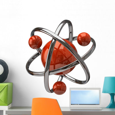 Atomic Atom Science Wall Decal shown on a wall