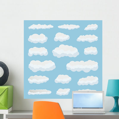 Clouds Wall Decal shown on a wall