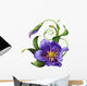 illustration of blue flower with green leaves isolated Wall Decal