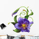 illustration of blue flower with green leaves isolated Wall Decal