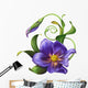 illustration of blue flower with green leaves isolated Wall Decal