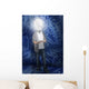 Student with light bulb head lighting Wall Mural