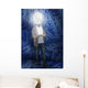 Student with light bulb head lighting Wall Mural