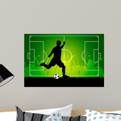 Football shown on a wall