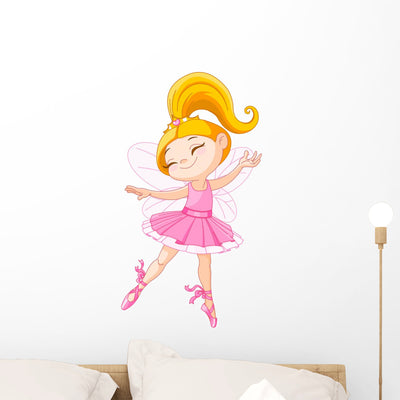Little Fairy Ballerina Wall Decal shown on a wall