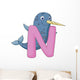 Alphabet N with Narwhal Wall Decal