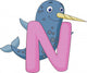 Alphabet N with Narwhal Wall Decal