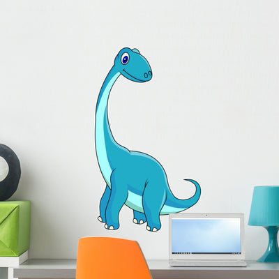 Cute Dinosaur Cartoon Wall Decal shown on a wall