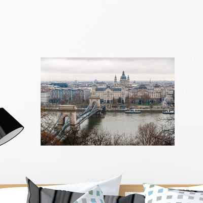 Budapest Chain Bridge St Wall Mural shown on a wall
