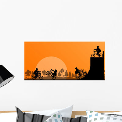 Cycling Bmx Silhouette Vector Wall Mural shown on a wall