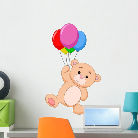 Cute Bear with Balloon Wall Decal