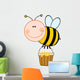 Smiling Bee Flying With A Honey Bucket Wall Decal