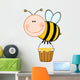 Smiling Bee Flying With A Honey Bucket Wall Decal