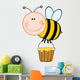 Smiling Bee Flying With A Honey Bucket Wall Decal