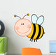 Smiling Bumble Bee Cartoon Mascot Character Flying Wall Decal