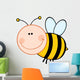 Smiling Bumble Bee Cartoon Mascot Character Flying Wall Decal