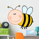 Smiling Bumble Bee Cartoon Mascot Character Flying Wall Decal