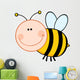 Smiling Bumble Bee Cartoon Mascot Character Flying Wall Decal