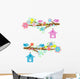 Couples of Birds Sitting on Branches Wall Decal