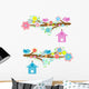 Couples of Birds Sitting on Branches Wall Decal