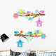 Couples of Birds Sitting on Branches Wall Decal
