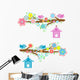 Couples of Birds Sitting on Branches Wall Decal