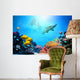 Underwater Scene Coral Reef Fish Groups Sharks Wall Mural