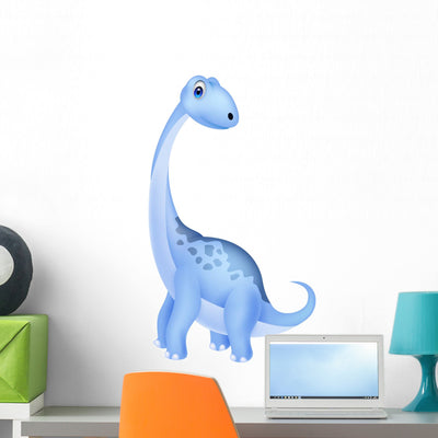Cute Dinosaur Cartoon Wall Decal shown on a wall