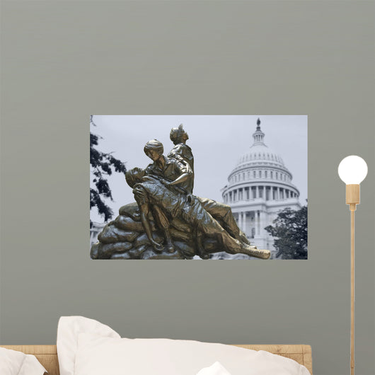 Memorial Statues to Vietnam Wall Decal